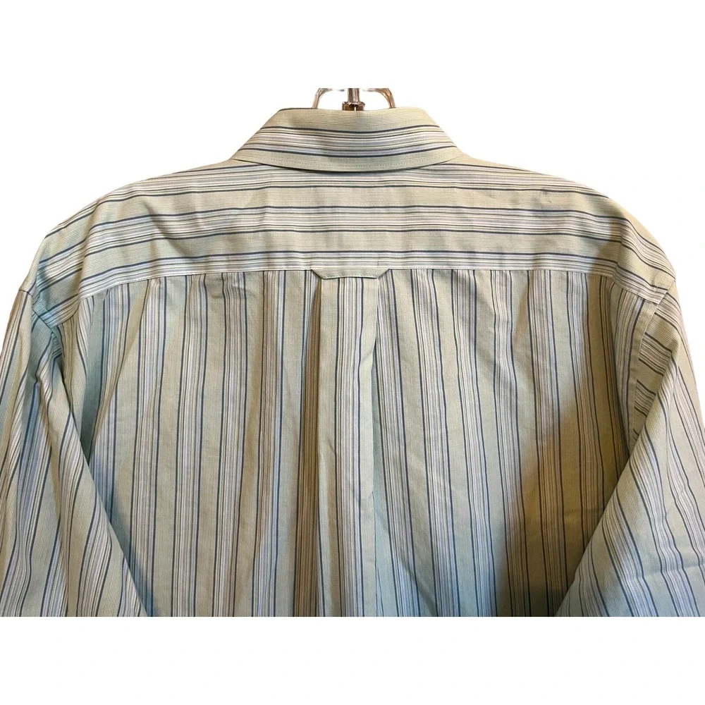 Dockers Dress Shirt Mens 16-16.5 34/35 Yellow Blue Striped Long Sleeve Career